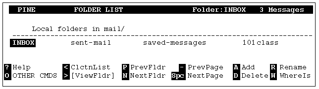 [Graphic of a Pine Folder List Screen]